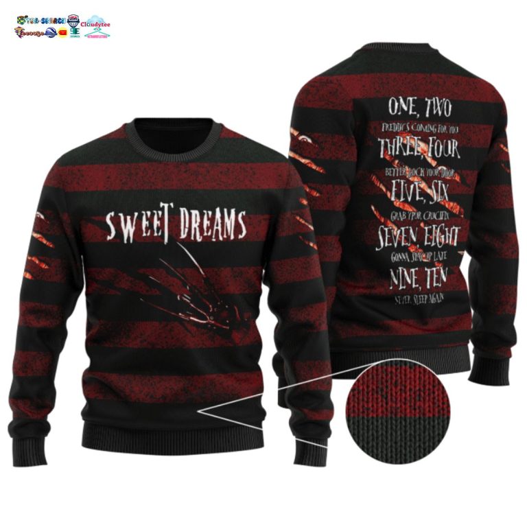 Freddy Krueger Sweet Dreams Ugly Christmas Sweater - You look cheerful dear