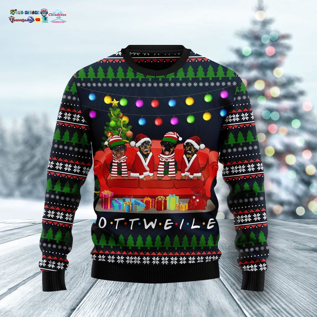 Friends Rottweiler Ugly Christmas Sweater