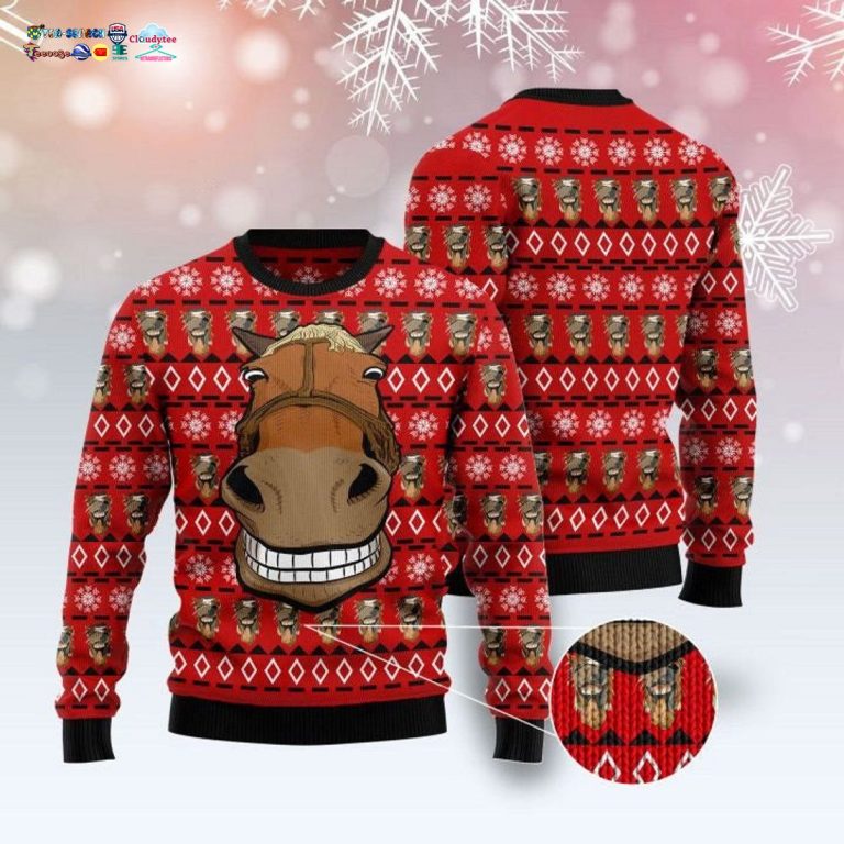 Funny Horse Ugly Christmas Sweater - Hey! You look amazing dear