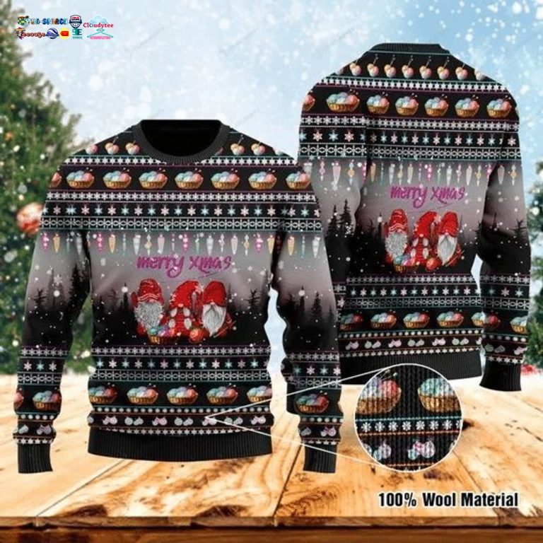 Gnome Sewing Merry Xmas Ugly Christmas Sweater - You look lazy