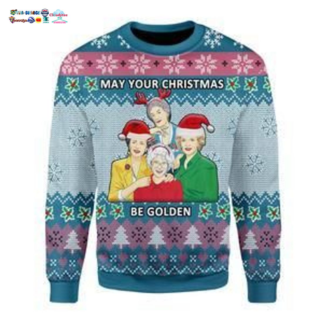 Golden Girls May Your Christmas Be Golden Ugly Christmas Sweater