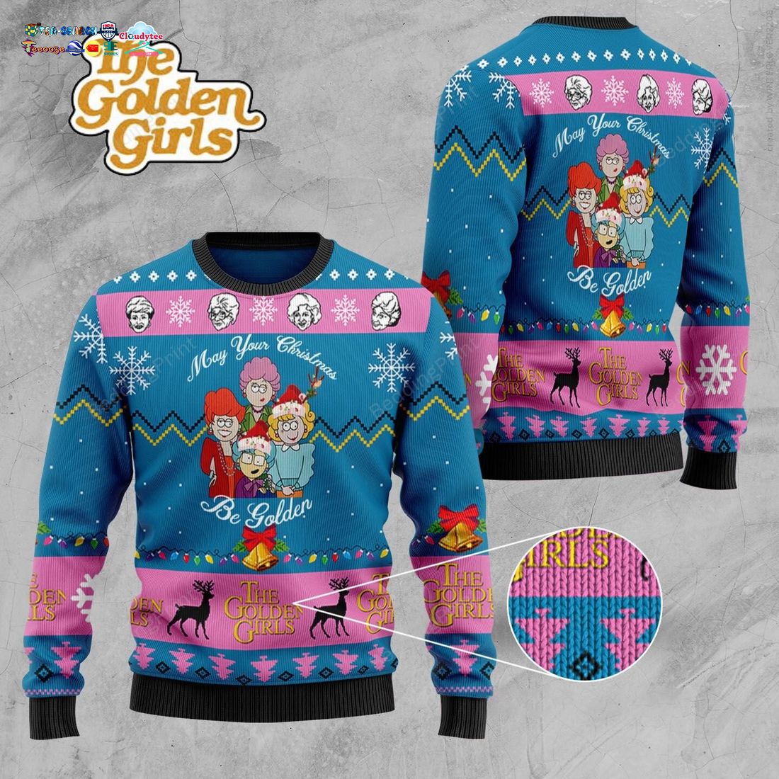 Golden Girls May Your Christmas Be Golden Ver 2 Ugly Christmas Sweater