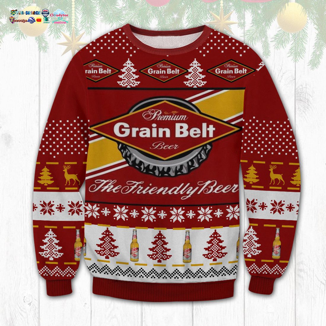Grain Belt Beer Ugly Christmas Sweater