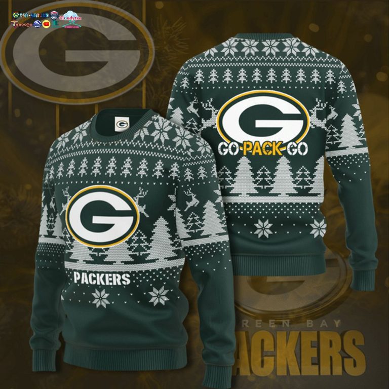 Green Bay Packers Go Pack Go Ugly Christmas Sweater - Out of the world