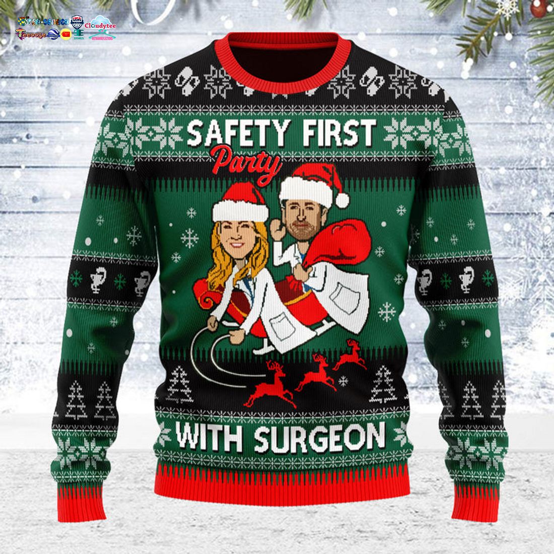Grey’s Anatomy Safety First Party With Surgeon Ugly Christmas Sweater