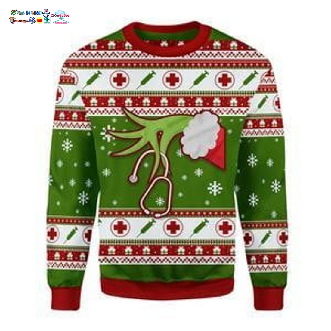 Grinch Nurse Ugly Christmas Sweater