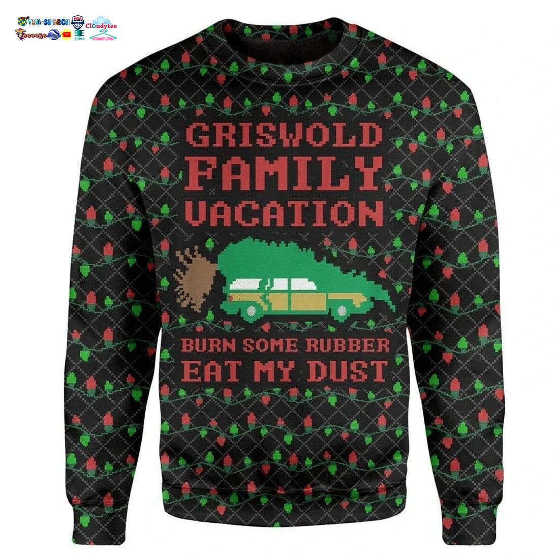 Griswold Family Vacation Burn some Rubber Eat My Dust Christmas Ugly Christmas Sweater