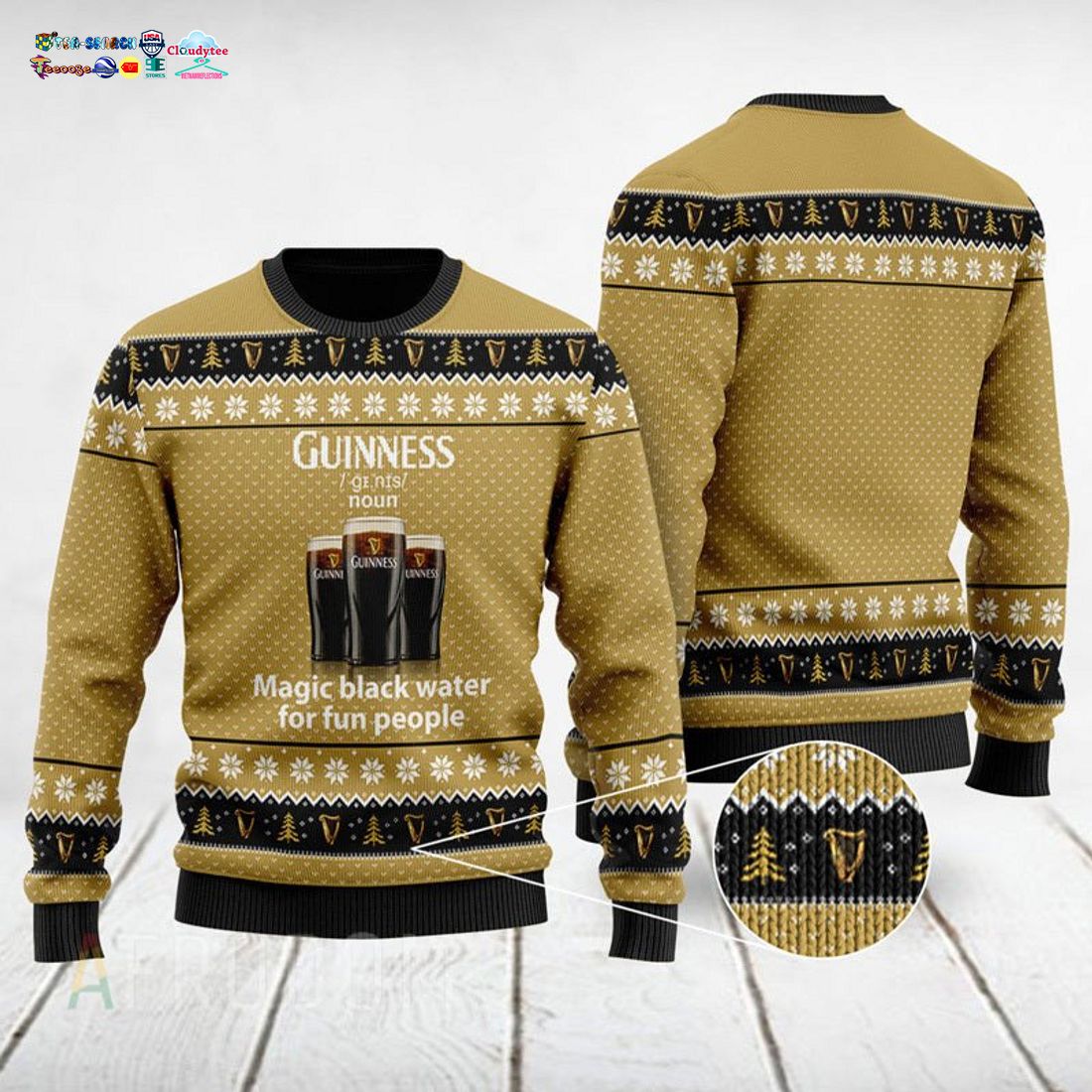 Guinness Definition Magic Black Water For Fun People Ugly Christmas Sweater
