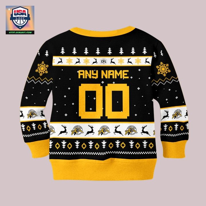 Hamilton Tiger-Cats Personalized Black Ugly Christmas Sweater - Cutting dash