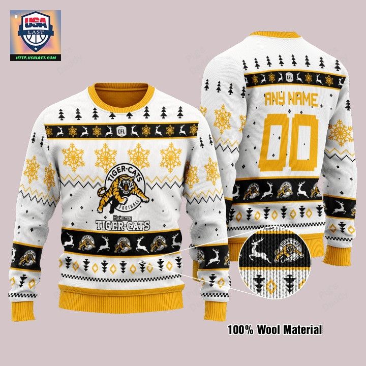 Hamilton Tiger-Cats Personalized White Ugly Christmas Sweater – Usalast