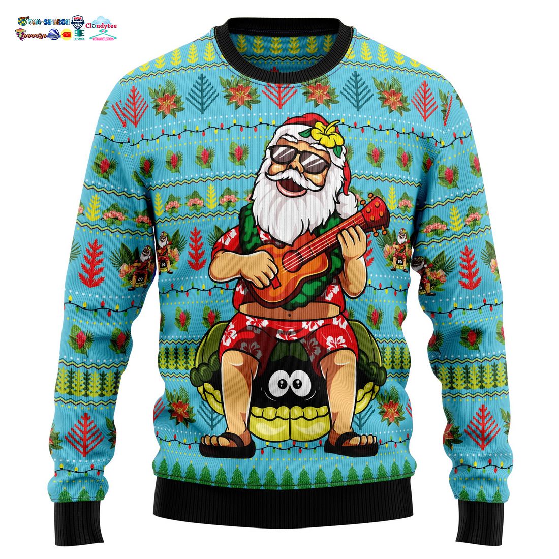 Hawaiian Christmas Santa Claus Ugly Christmas Sweater - Cool look bro