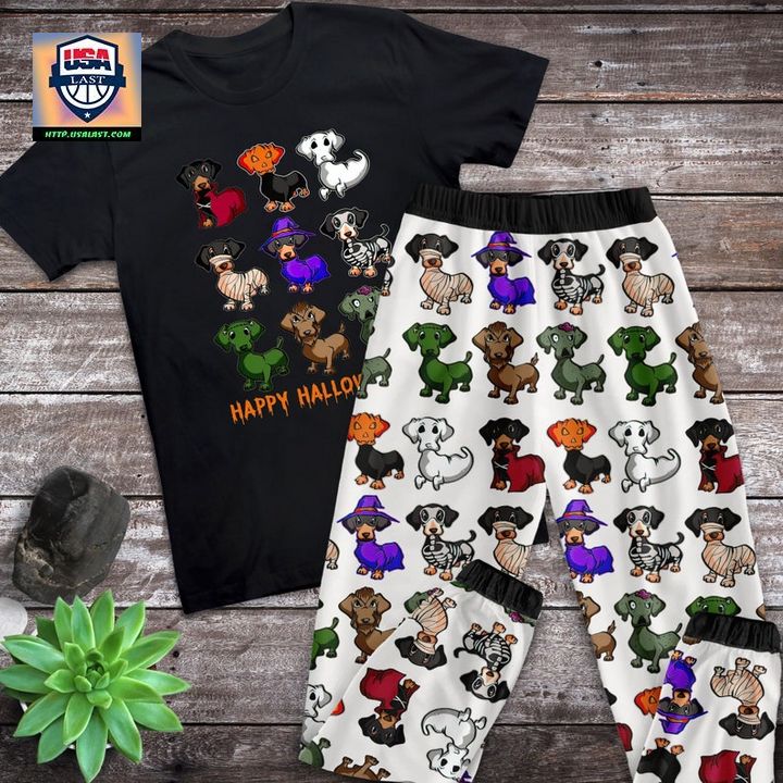 Horror Dachshund Dog Happy Halloween Pajamas Set - Nice place and nice picture