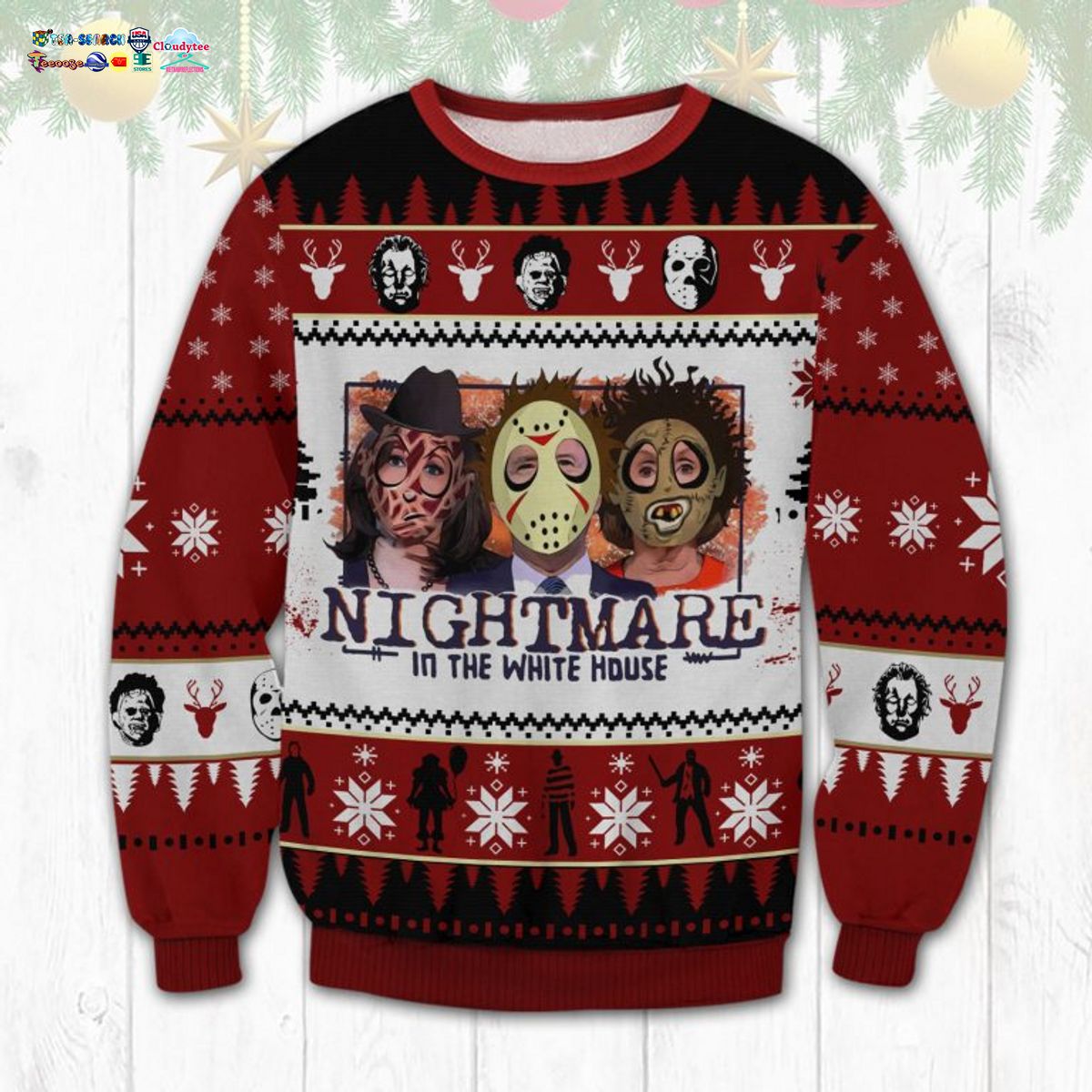 Horror Nightmare In The White House Ugly Christmas Sweater