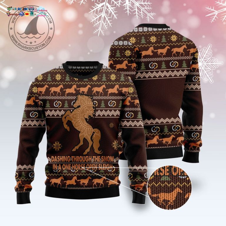 Horse Dashing Through The Snow Ugly Christmas Sweater - Speechless