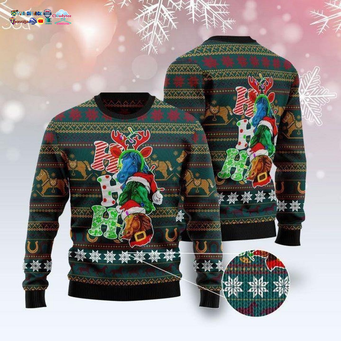 Horse Ho Ho Ho Ugly Christmas Sweater