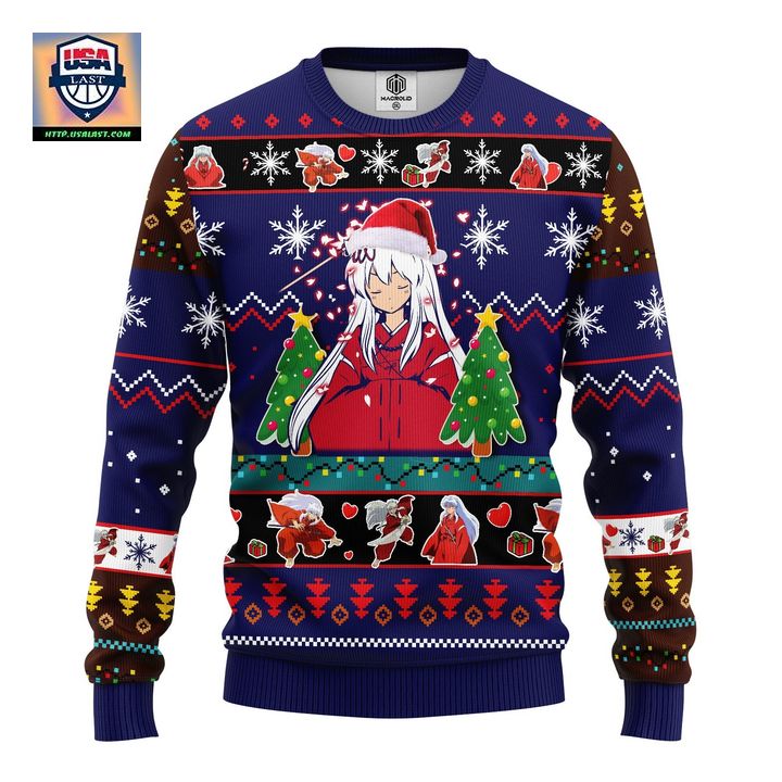 Inuyasha Anime Ugly Christmas Sweater Blue Amazing Gift Idea Thanksgiving Gift – Usalast