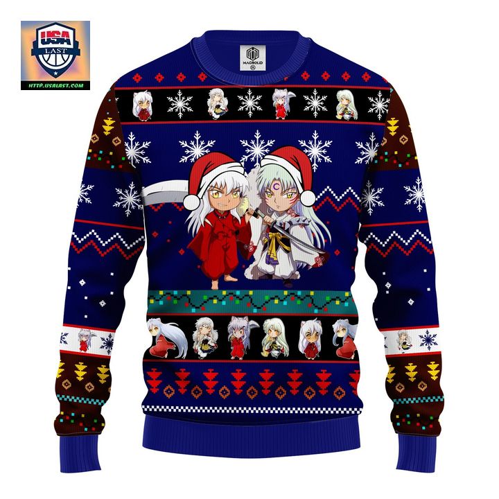Inuyasha Ugly Christmas Sweater Blue 1 Amazing Gift Idea Thanksgiving Gift – Usalast