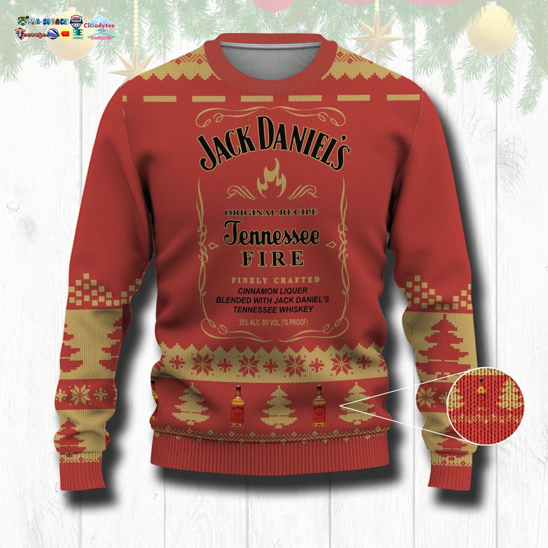 Jack Daniel's Tennessee Fire Ugly Christmas Sweater - Selfie expert
