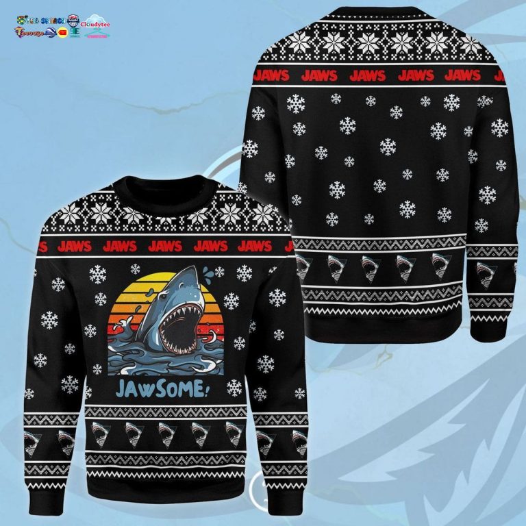 Jaws Shark Jawsome Ugly Christmas Sweater - Trending picture dear