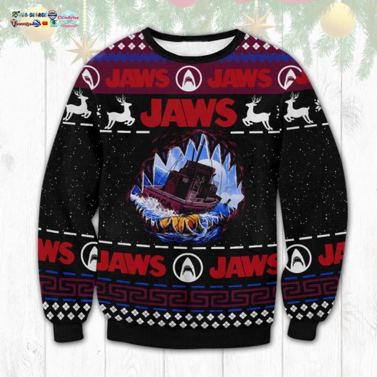 Jaws Ver 2 Ugly Christmas Sweater - My friend and partner