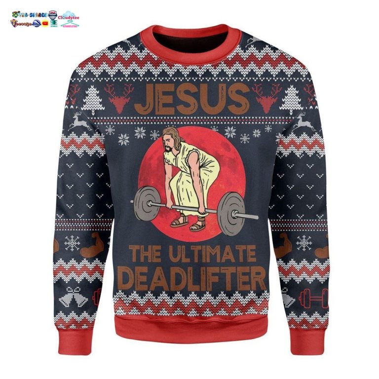 Jesus The Ultimate Deadlifter Ugly Christmas Sweater - This place looks exotic.
