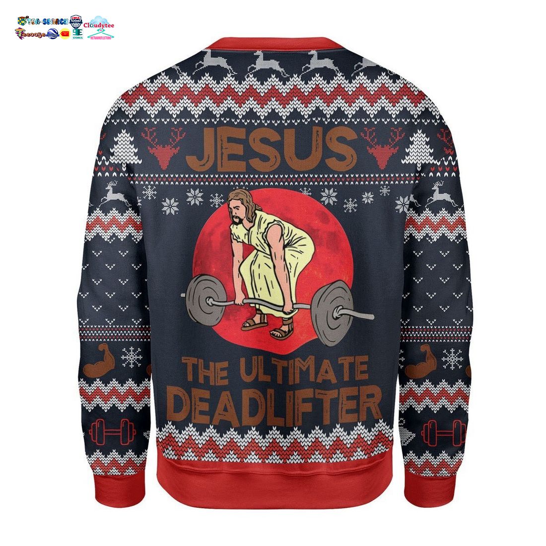 Jesus The Ultimate Deadlifter Ugly Christmas Sweater