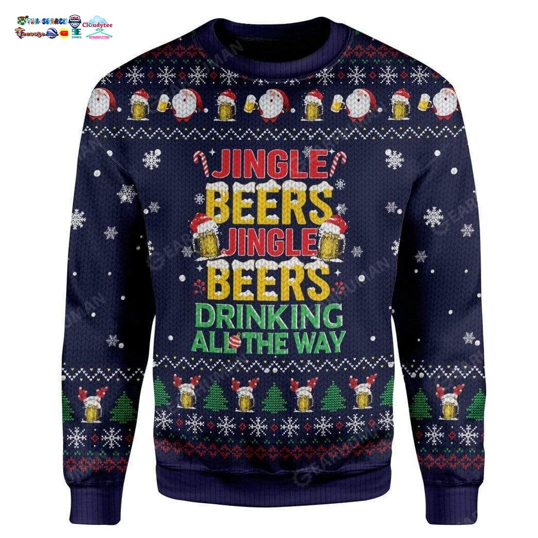Jingle Beers Jingle Beers Drinking All The Way Ver 1 Ugly Christmas Sweater