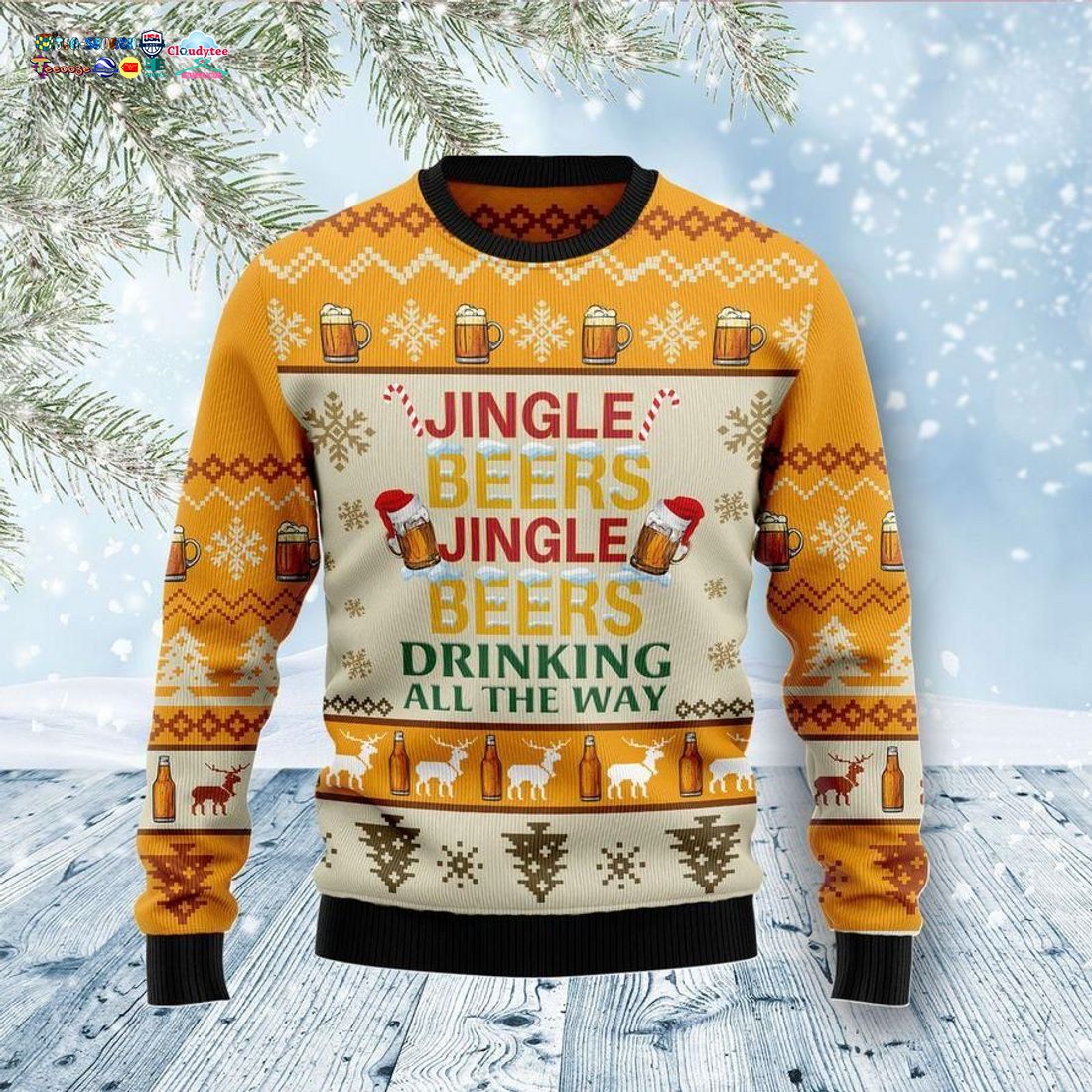 Jingle Beers Jingle Beers Drinking All The Way Ver 2 Ugly Christmas Sweater