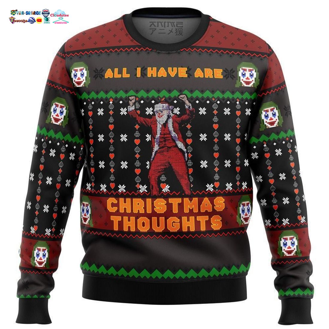 Joker Santa All I Have Are Christmas Thoughts Ugly Christmas Sweater