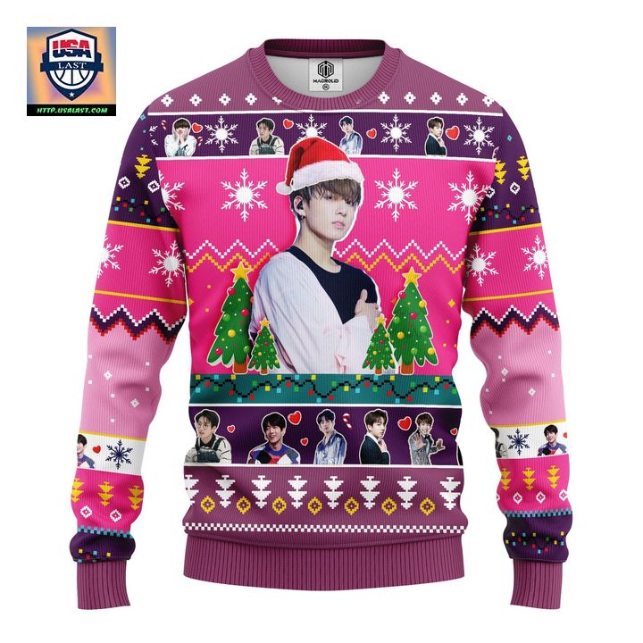 Jungkook Bts Ugly Christmas Sweater Pink- Amazing Gift Idea Thanksgiving Gift – Usalast