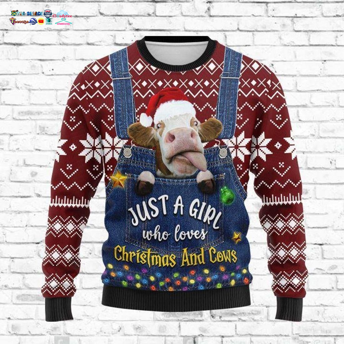 Just A Girl Who Loves Christmas And Cows Ugly Christmas Sweater