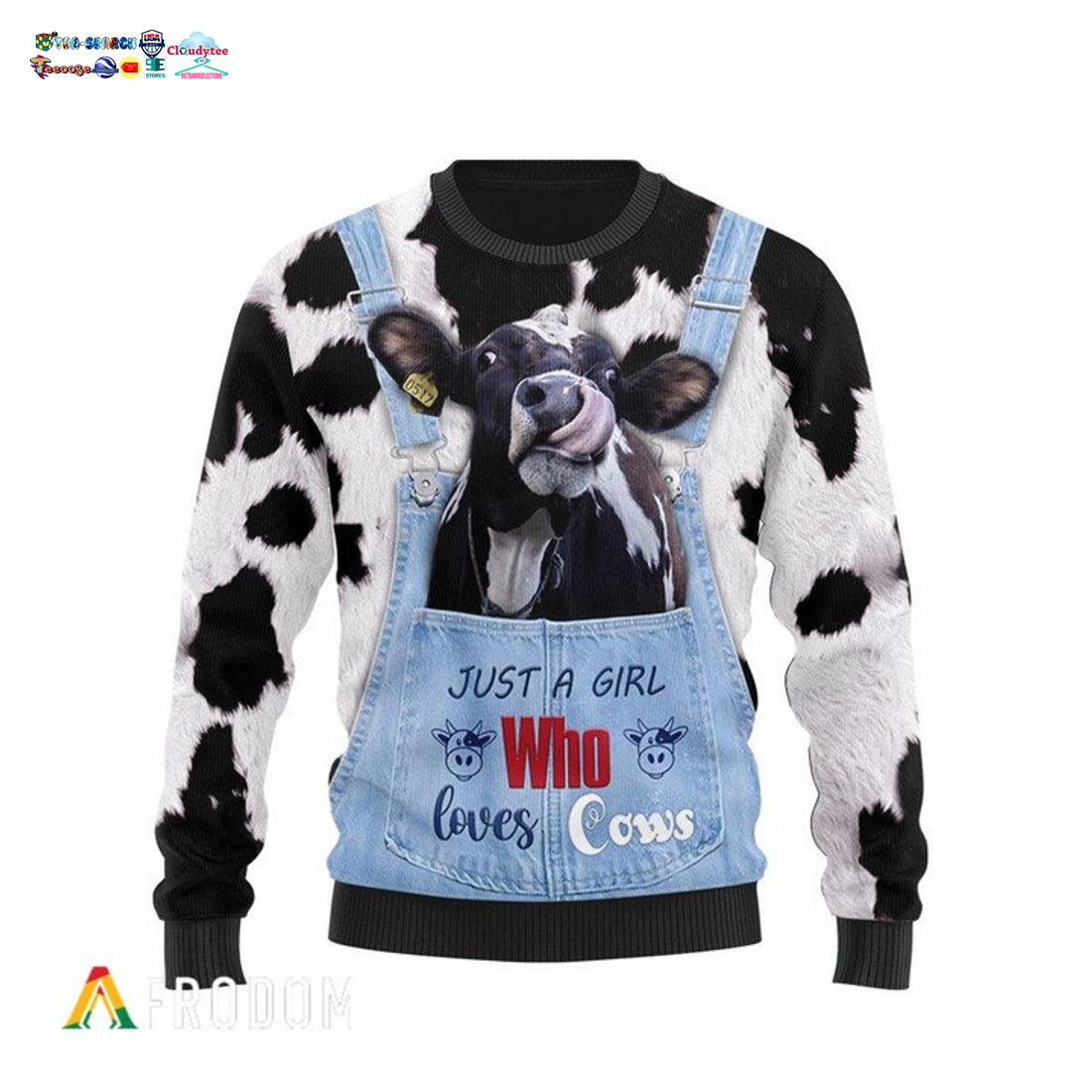 Just A Girl Who Loves Cows Black Ugly Christmas Sweater