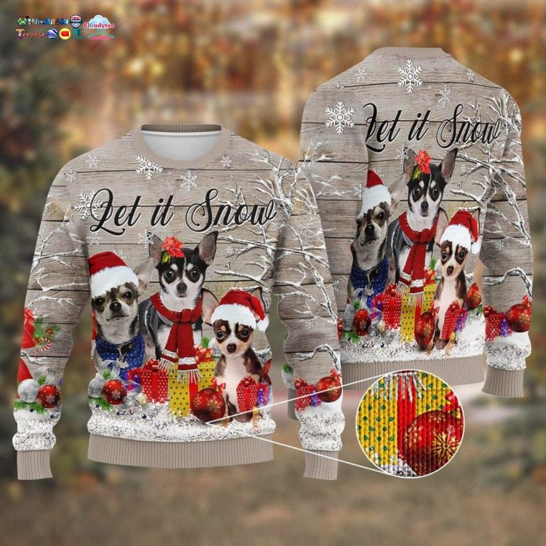 Let It Snow Chihuahua Ugly Christmas Sweater - Out of the world