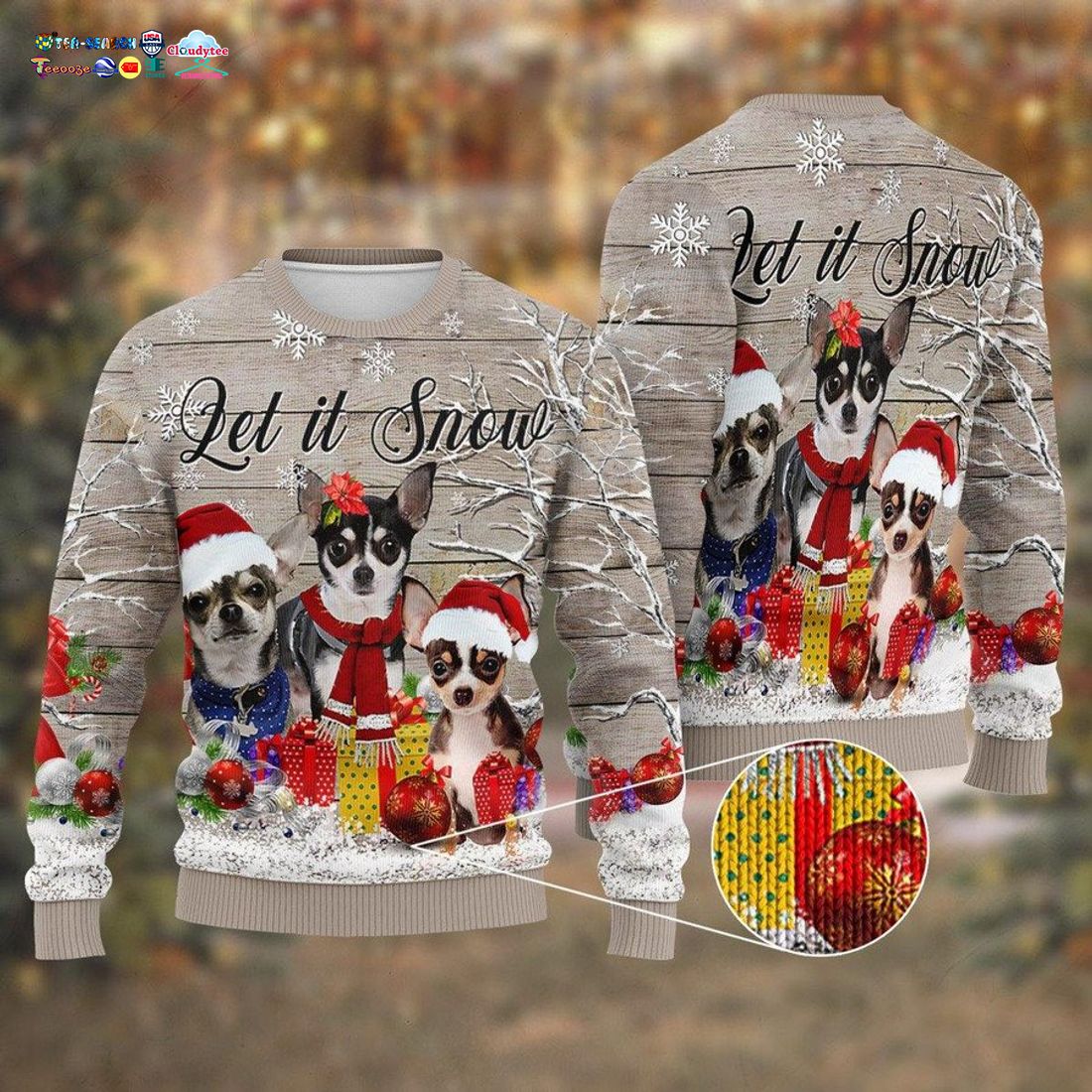 Let It Snow Chihuahua Ugly Christmas Sweater