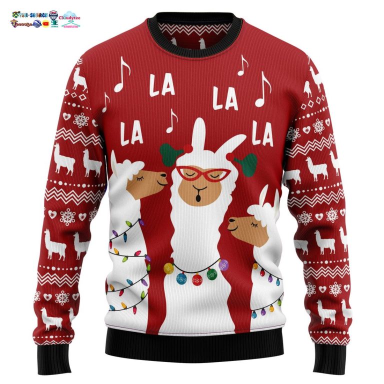 Llama La La La La Ugly Christmas Sweater - Sizzling