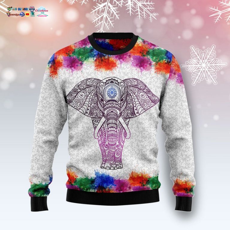 Love Elephant Mandala Ugly Christmas Sweater - It is too funny