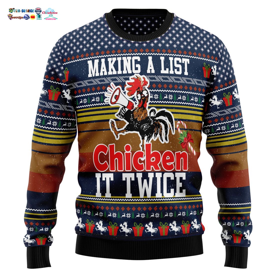 Making A List Chicken It Twice Ugly Christmas Sweater