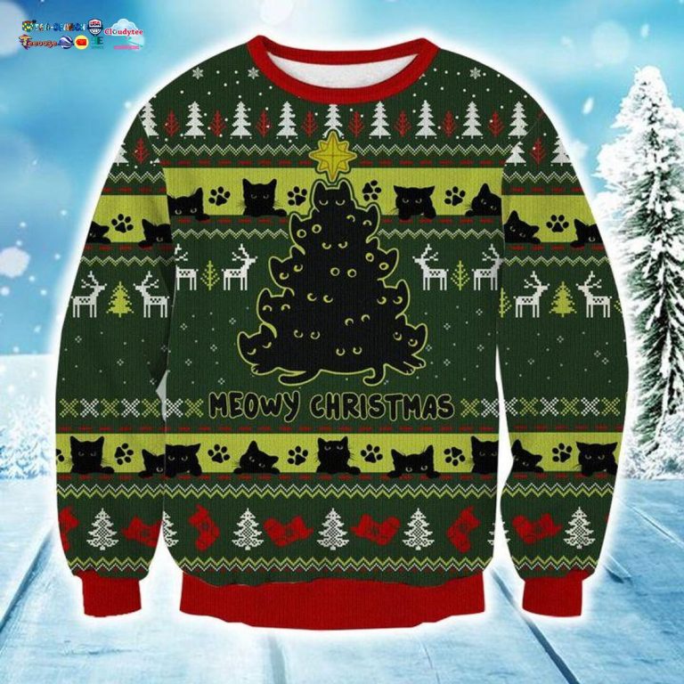 Meowy Christmas Tree Ugly Christmas Sweater - I like your dress, it is amazing
