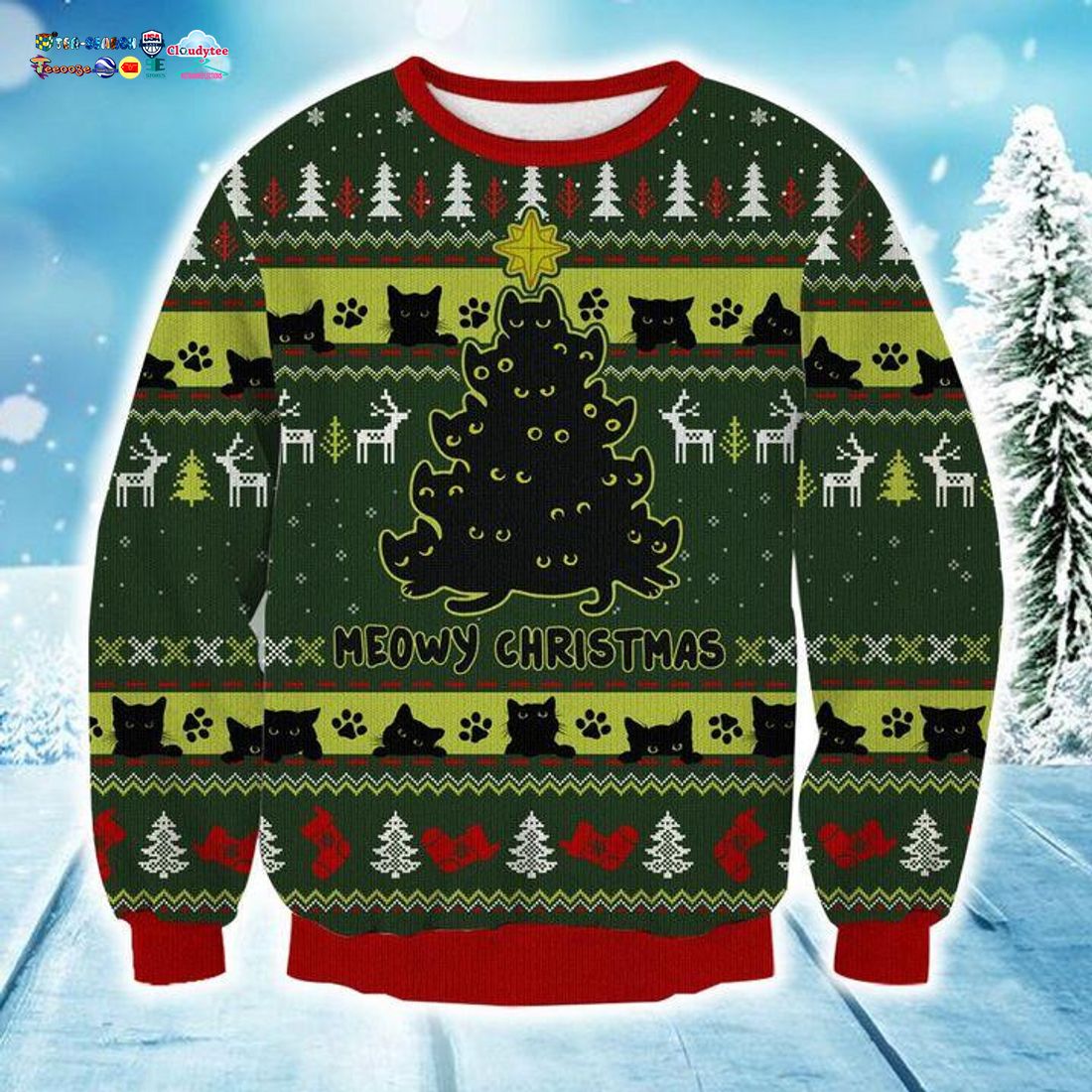 Meowy Christmas Tree Ugly Christmas Sweater
