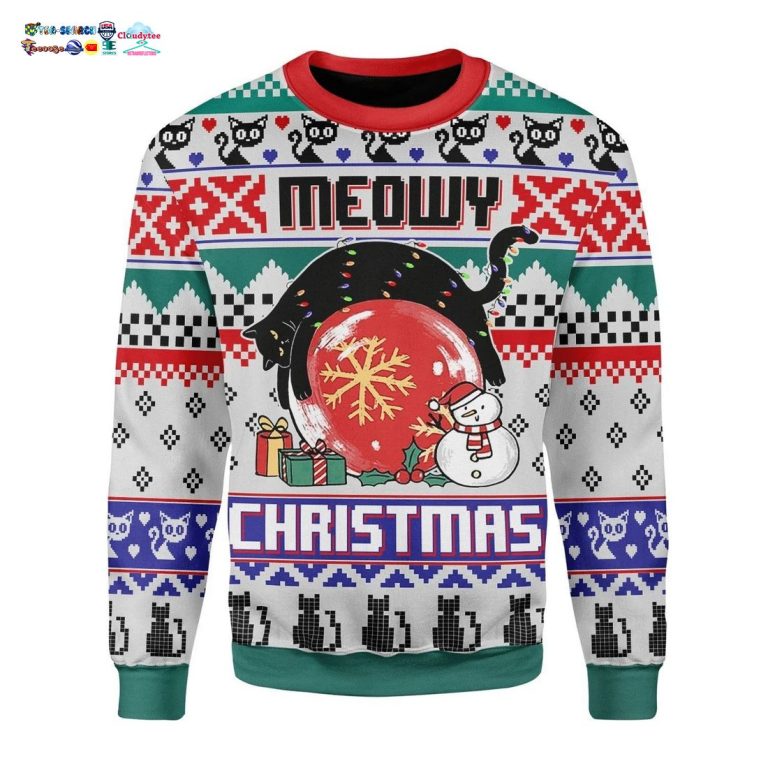 Meowy Christmas Ugly Christmas Sweater - You look beautiful forever