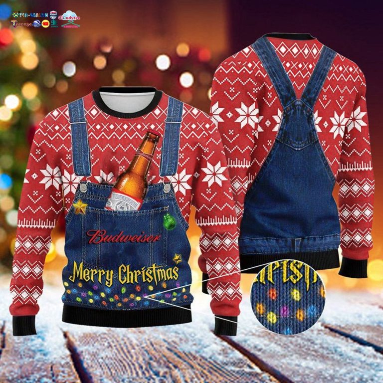 Merry Christmas Budweiser Ugly Christmas Sweater - Eye soothing picture dear