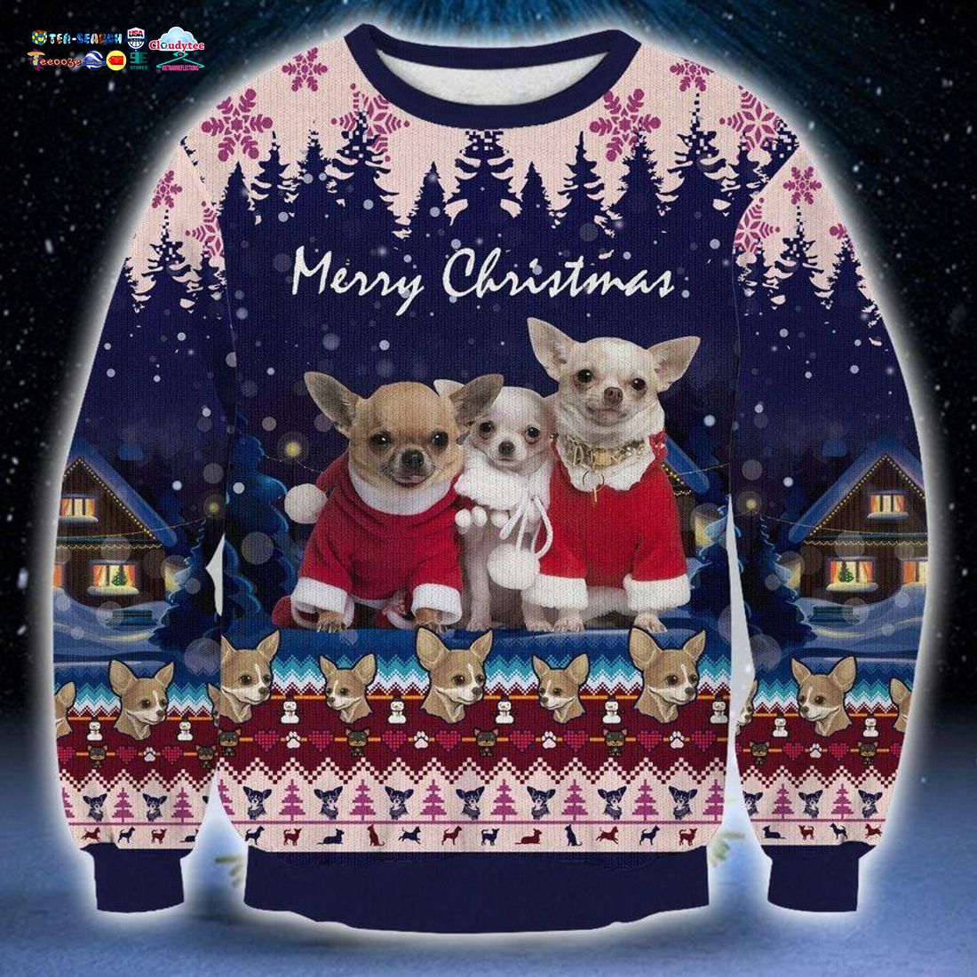Merry Christmas Chihuahua Ugly Christmas Sweater - Handsome as usual