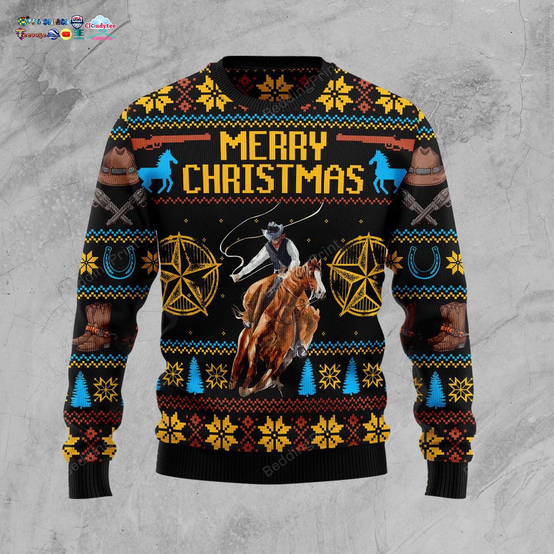 Merry Christmas Cowboy Ugly Christmas Sweater