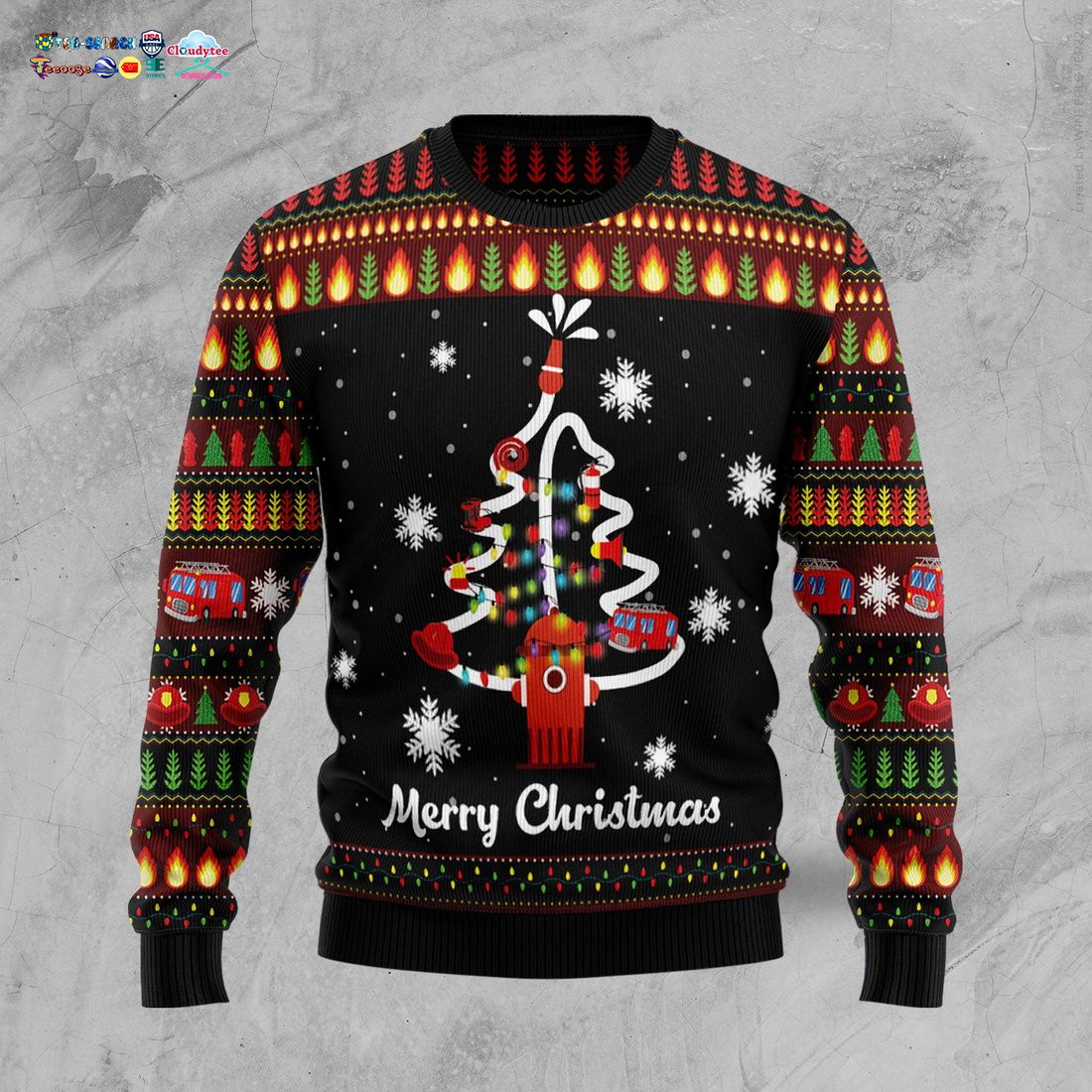Merry Christmas Firefighter Ugly Christmas Sweater