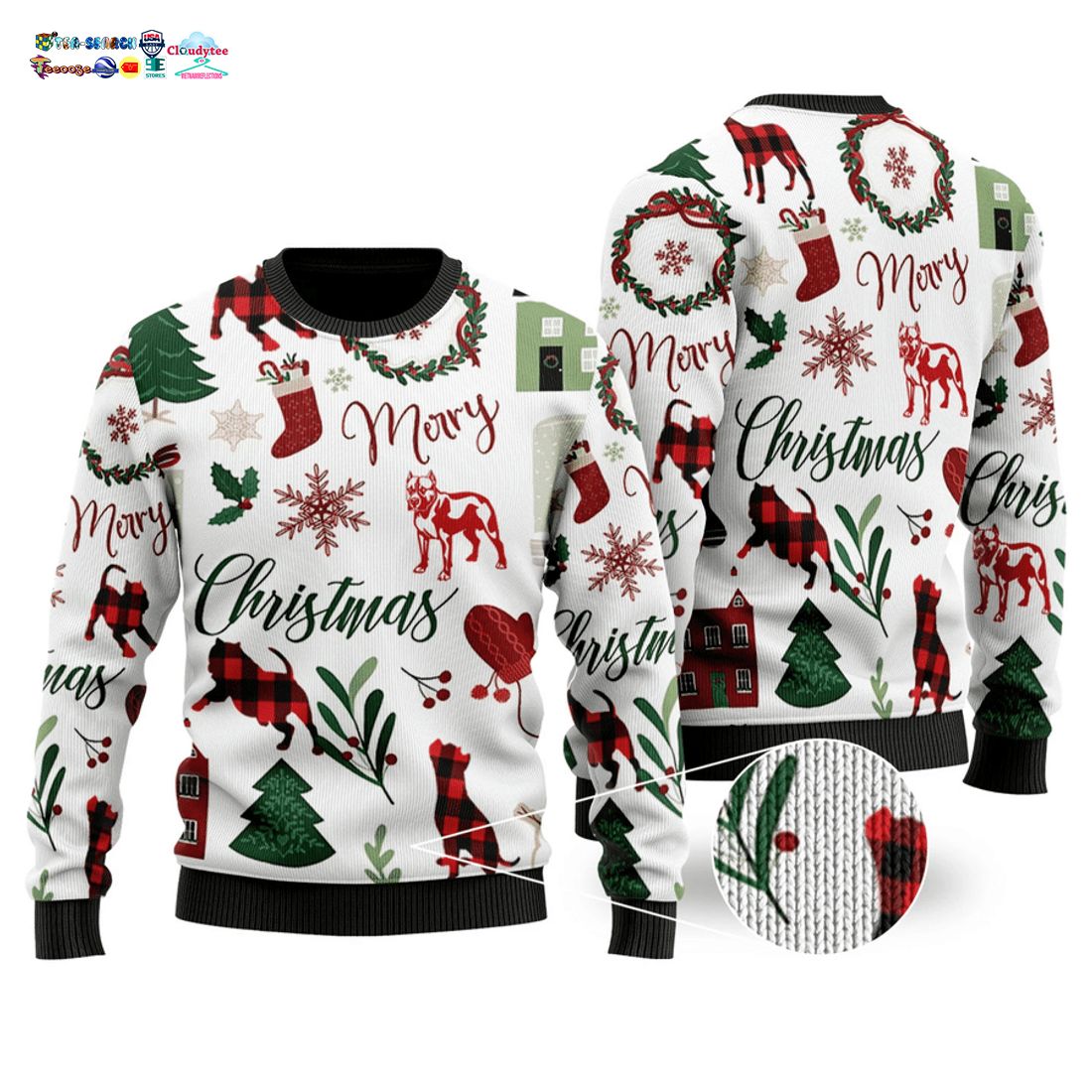 Merry Christmas Pitbull Ugly Christmas Sweater