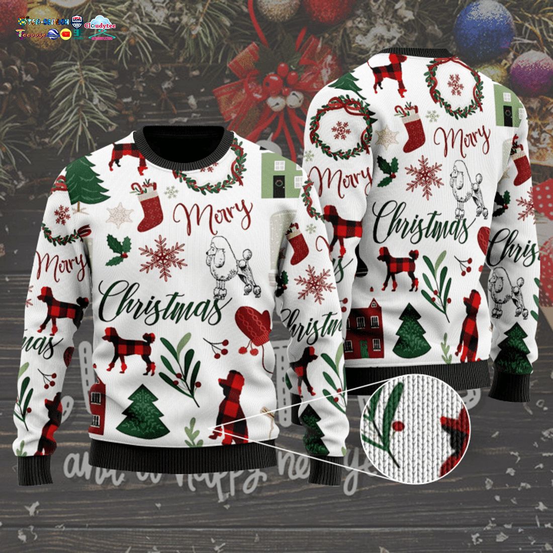 Merry Christmas Poodle Ugly Christmas Sweater - Amazing Pic