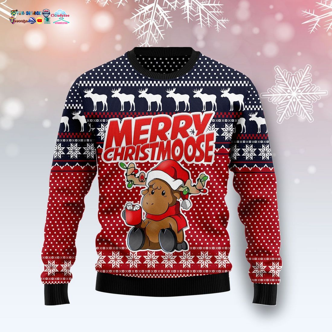 Merry Christmoose Ugly Christmas Sweater - Elegant and sober Pic