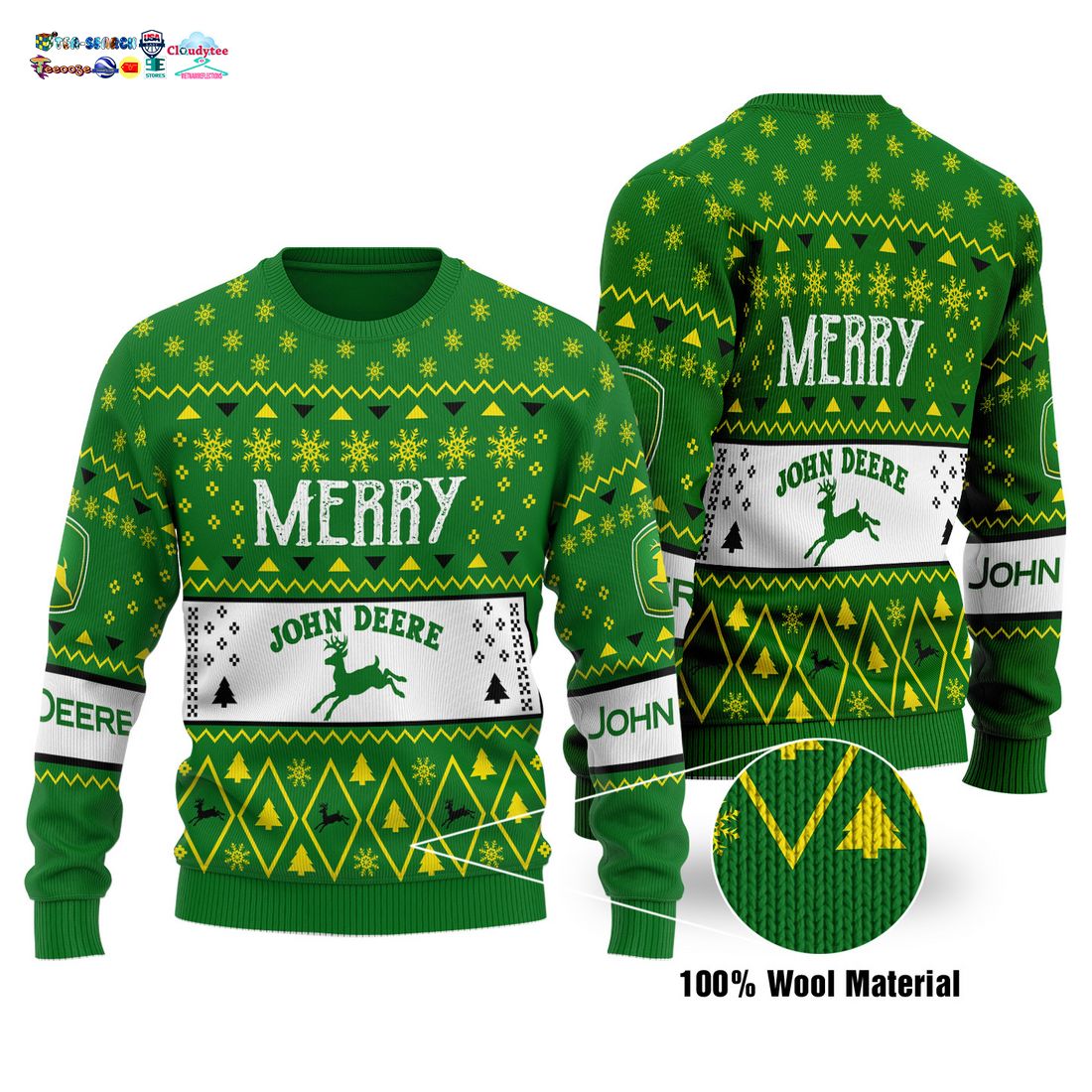 Merry John Deere Ugly Christmas Sweater