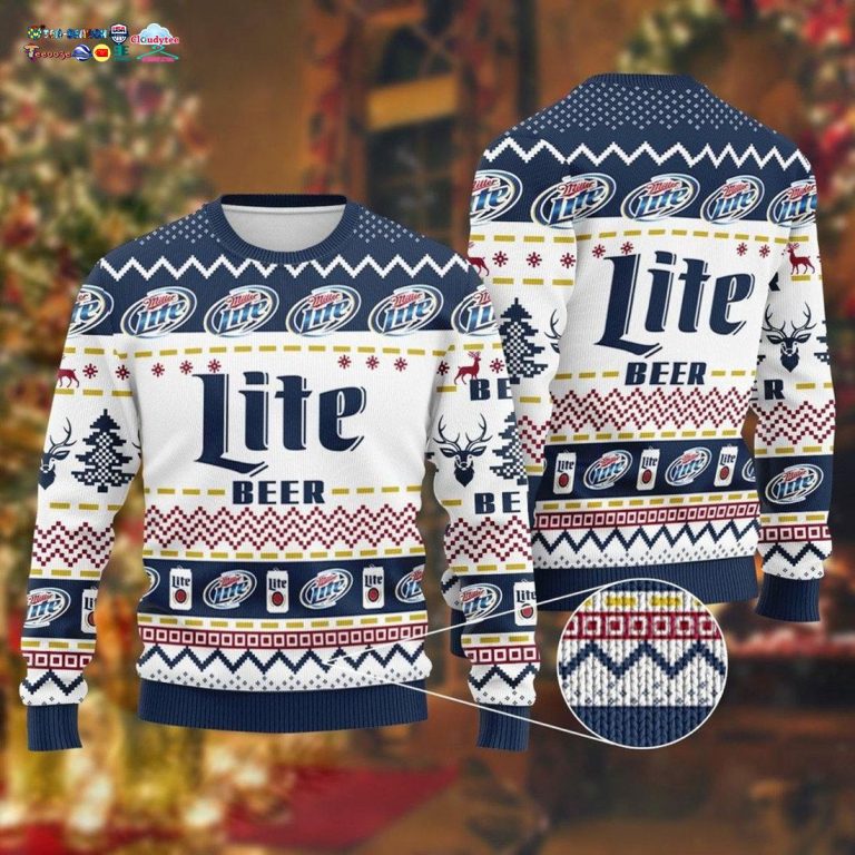 Miller Lite White Ugly Christmas Sweater - Wow, cute pie