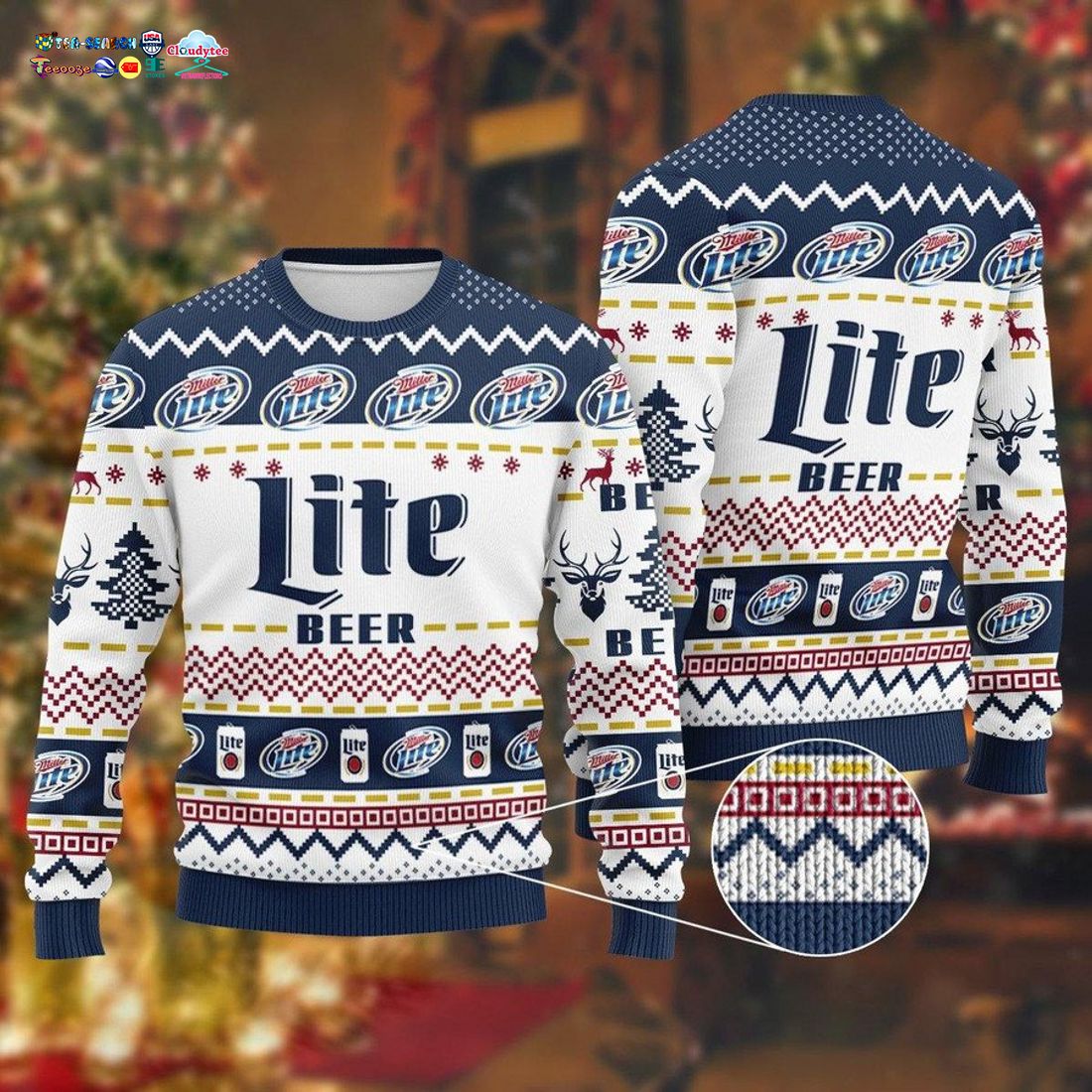 Miller Lite White Ugly Christmas Sweater